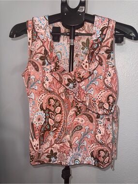 Susan Lawrence Pink and Brown Paisley Wrap Camisole